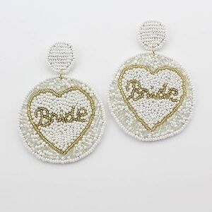 Kay Lee New York | Handmade Beaded Statement Earrings - Bride - NWT/Package